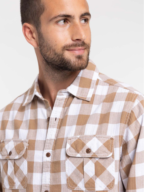 Chemise à carreaux fauve homme Chemise à carreaux fauve homme