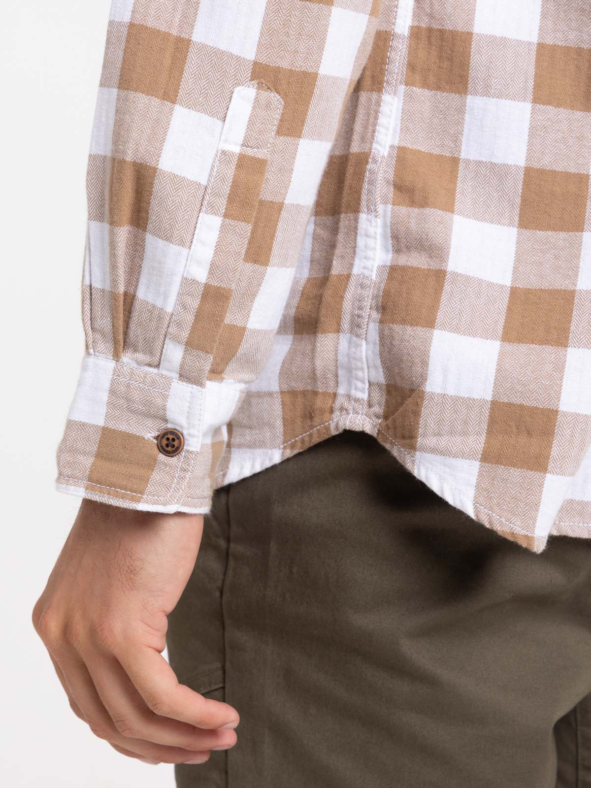 Chemise à carreaux fauve homme Chemise à carreaux fauve homme