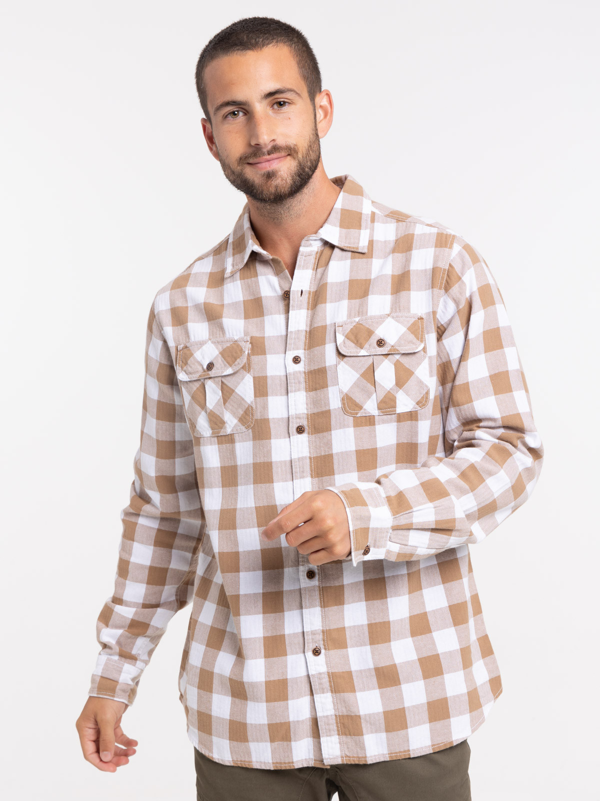 Chemise à carreaux fauve homme Chemise à carreaux fauve homme