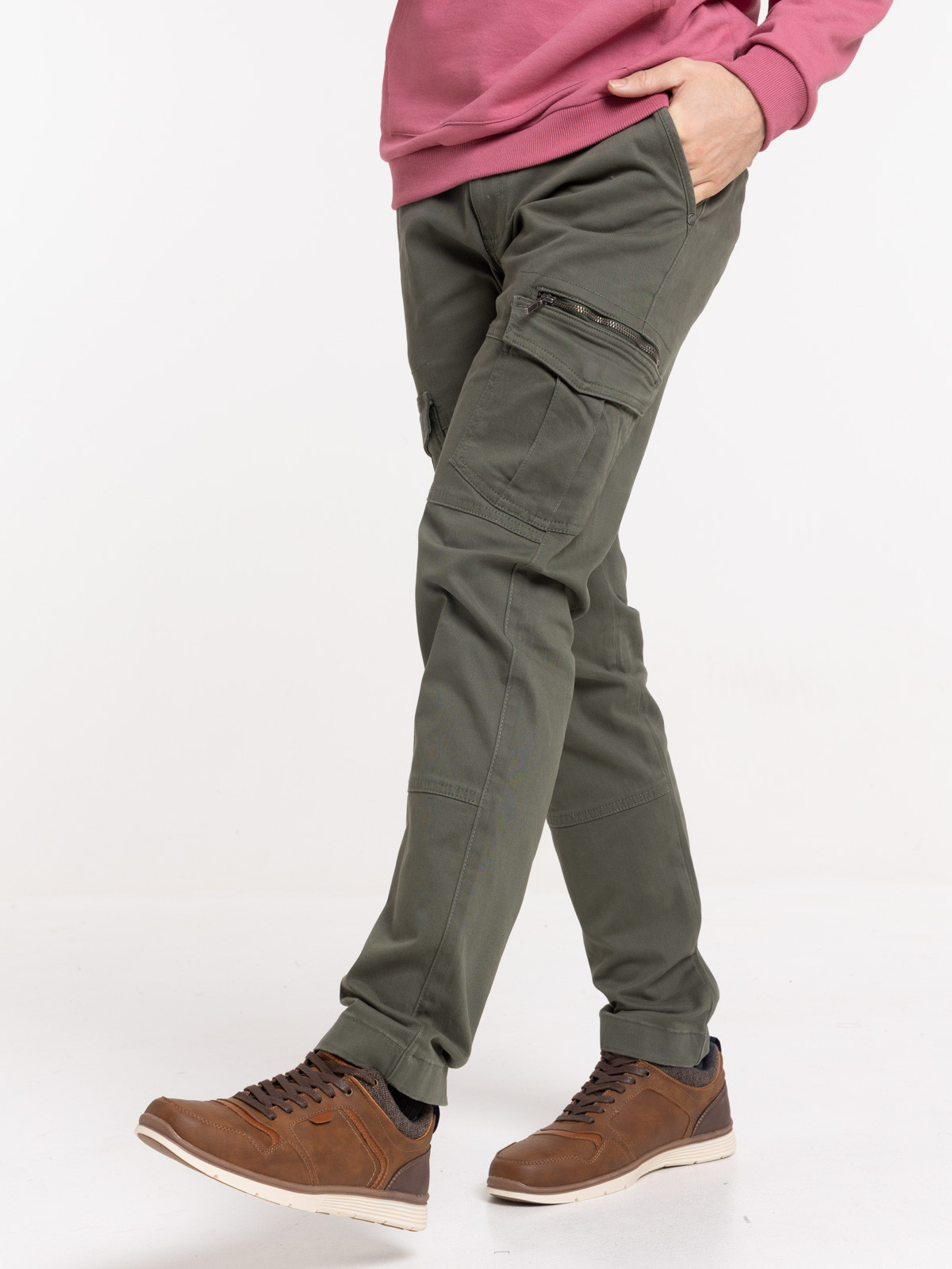 Pantalon cargo homme coloris olive