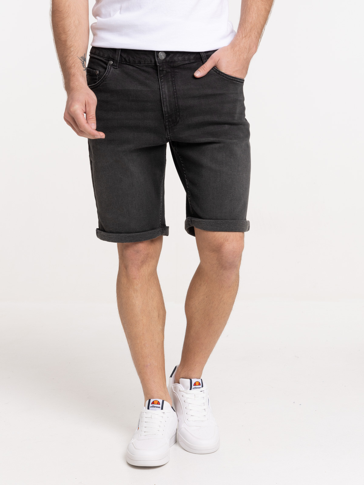 Short en denim gris homme