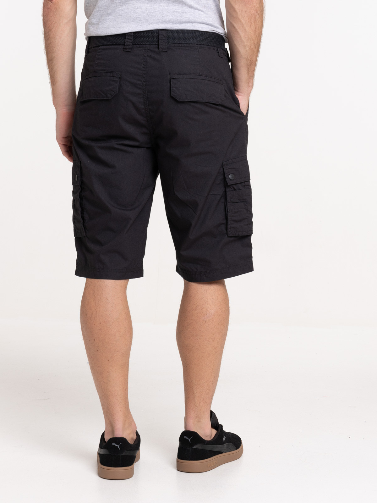 Bermuda cargo avec ceinture noir homme