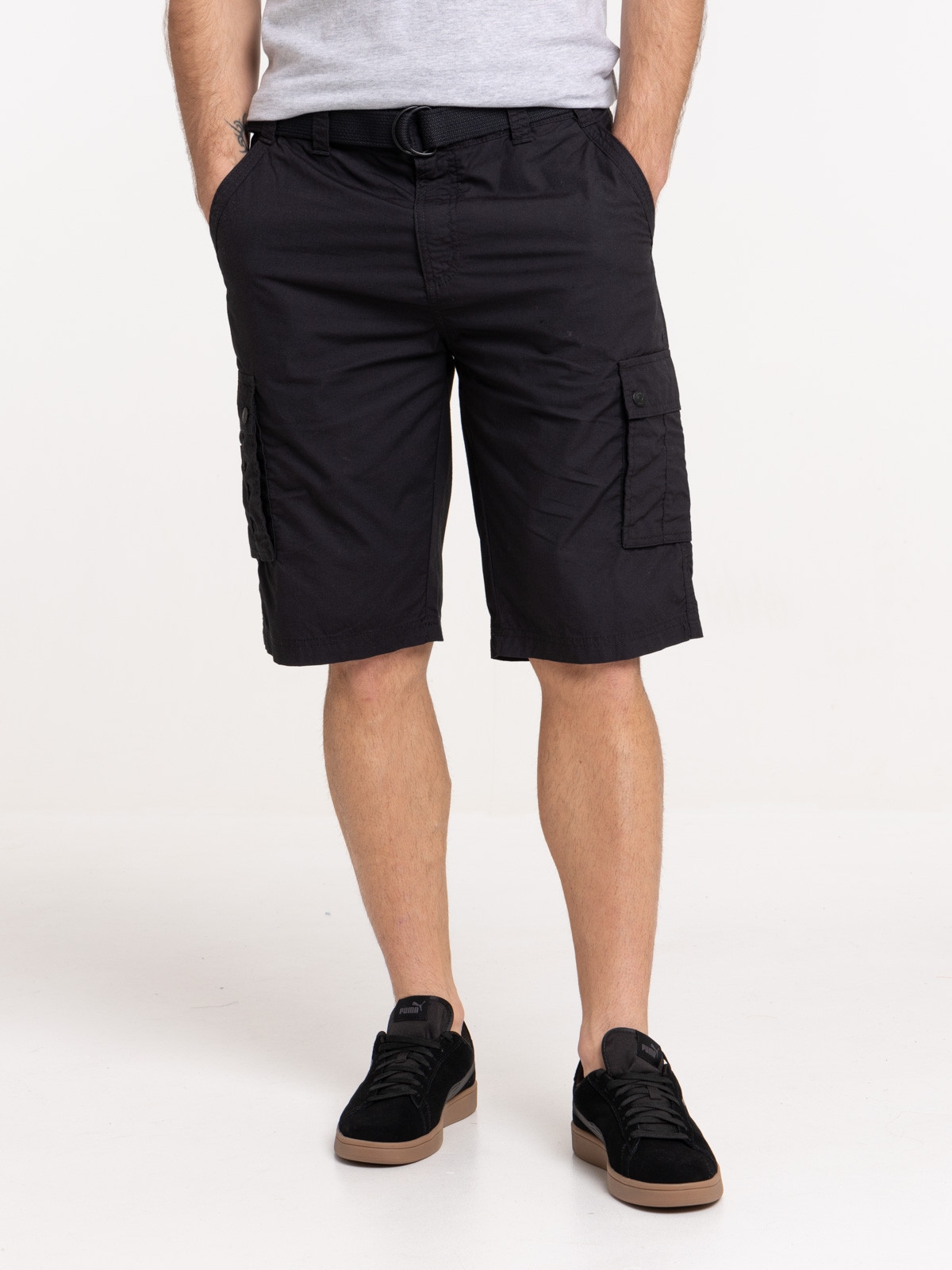 Bermuda cargo avec ceinture noir homme Bermuda cargo avec ceinture noir homme