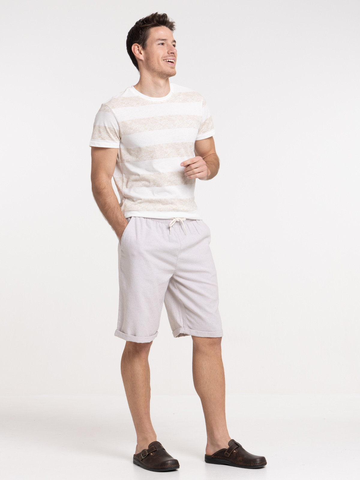 Bermuda beige grisé homme