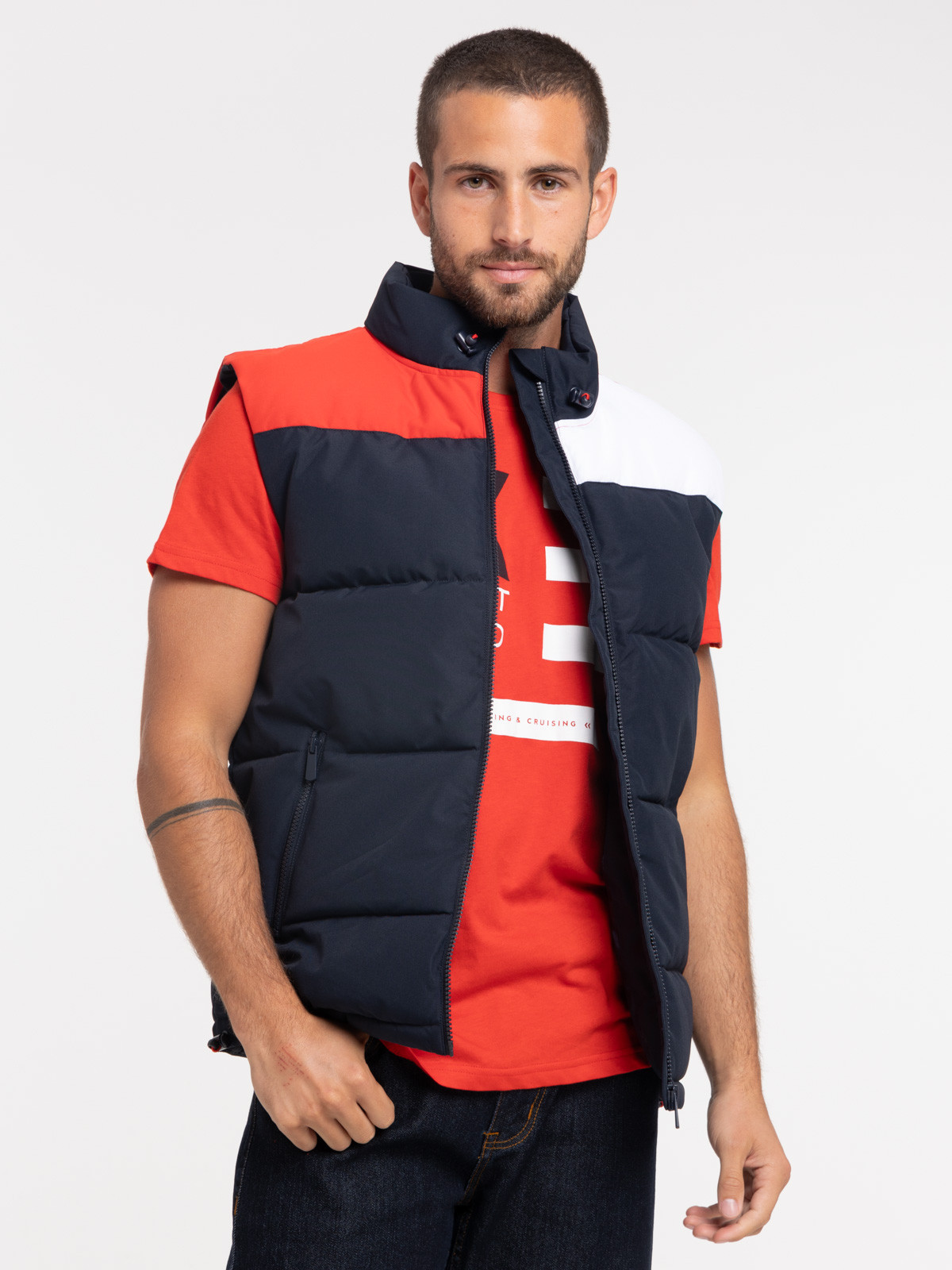 Veste sans manches tricolore homme