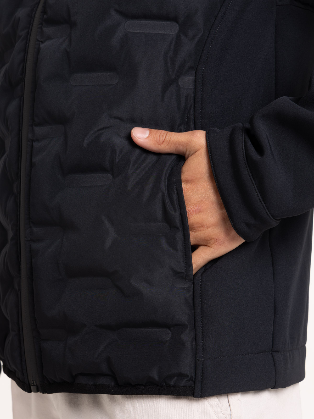 Blouson bi-matière noir homme