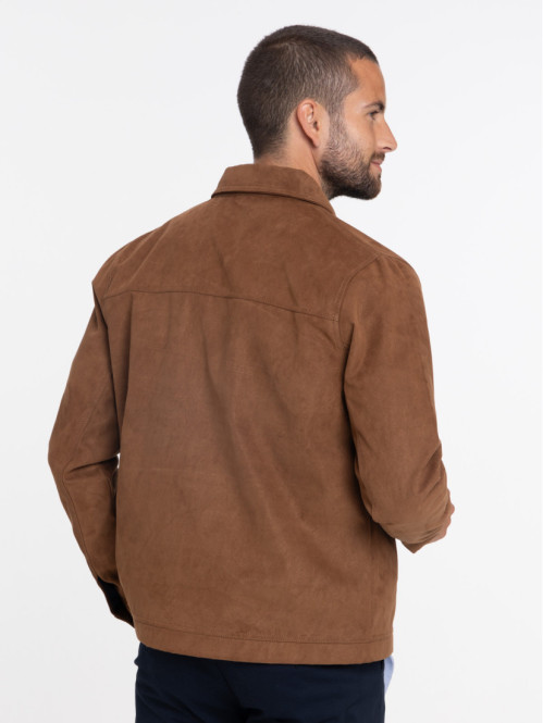 Blouson suédine marron glacé homme