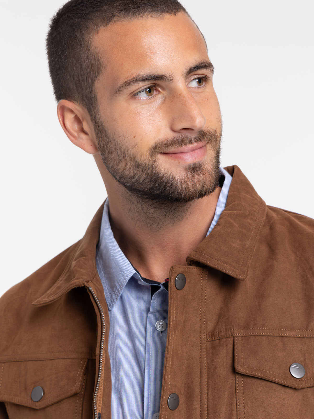 Blouson suédine marron glacé homme