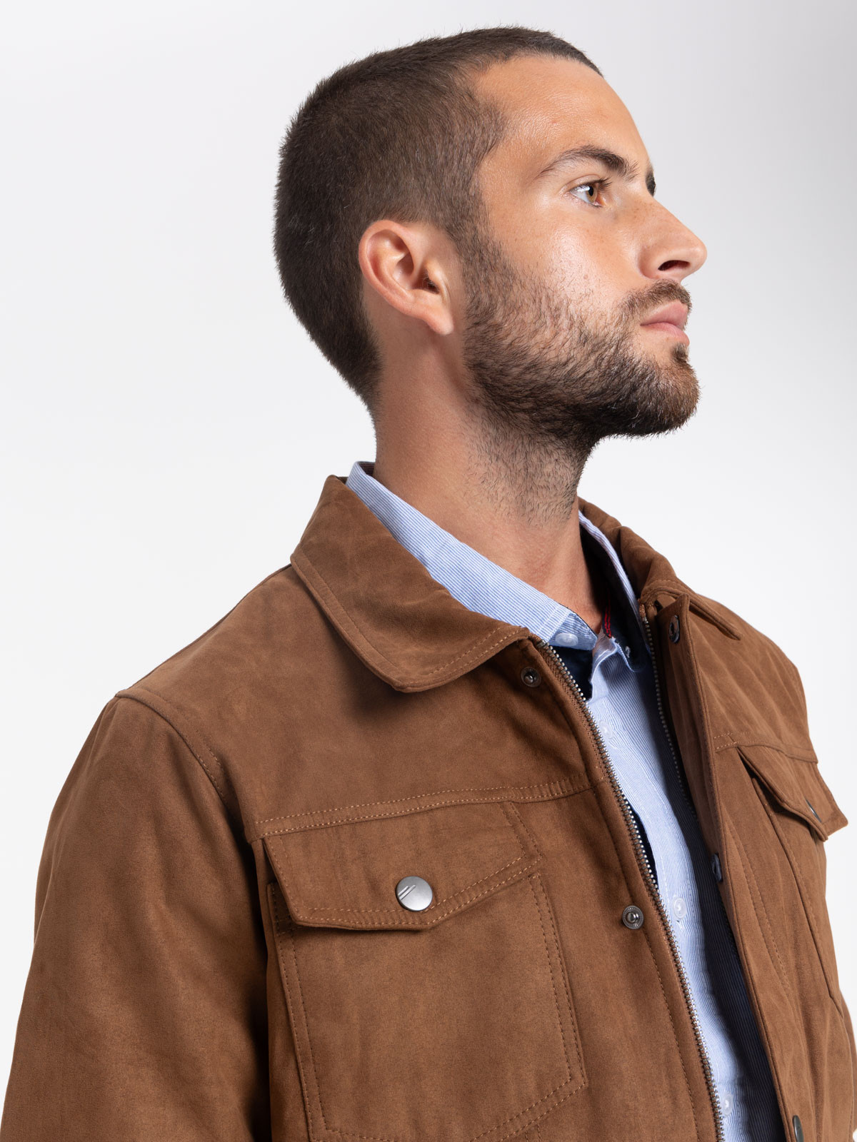 Blouson suédine marron glacé homme