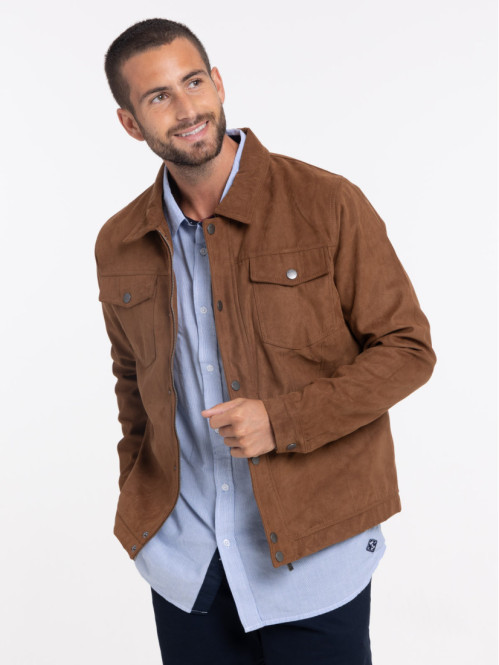 Blouson suédine marron glacé homme