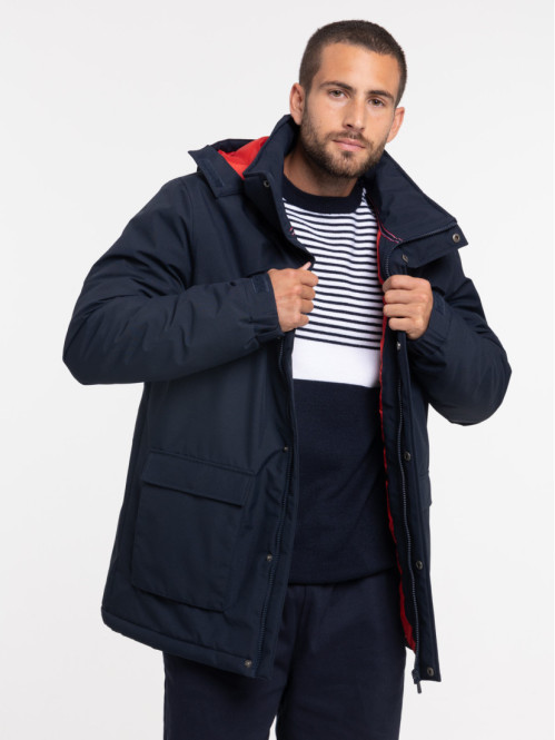 Parka marine navy à capuche homme