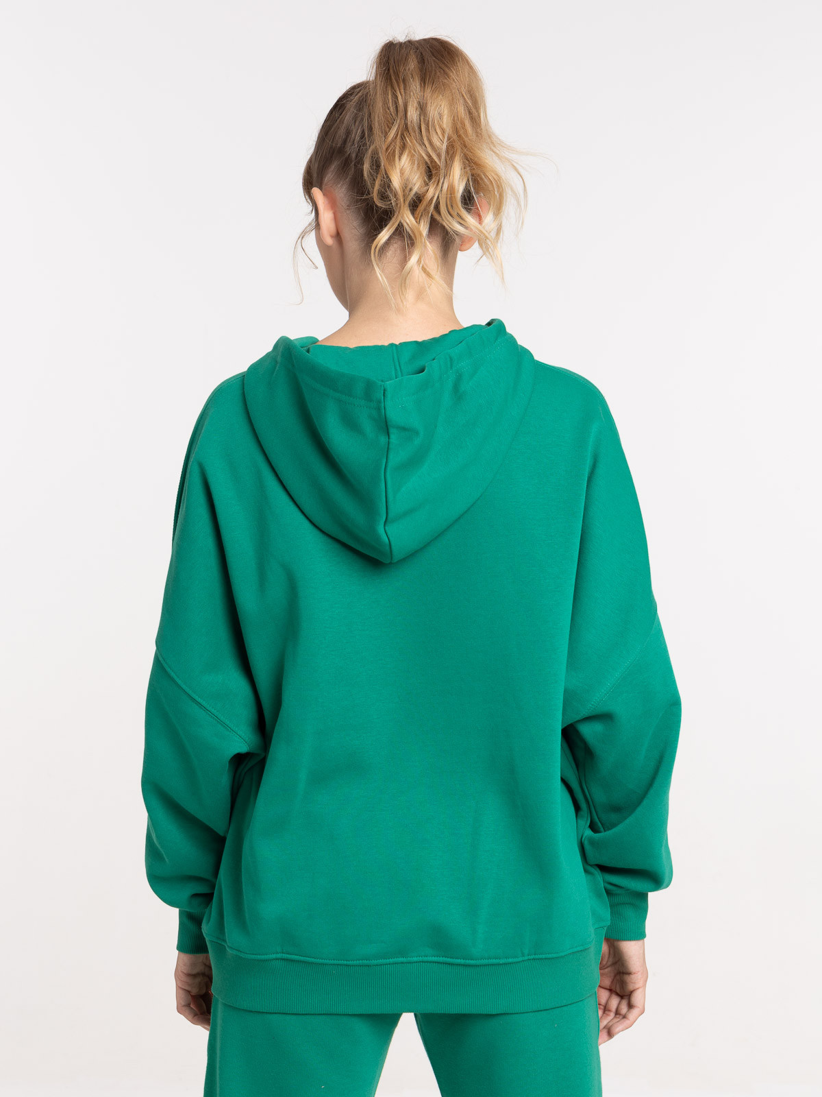 Sweat capuche vert bosphore femme