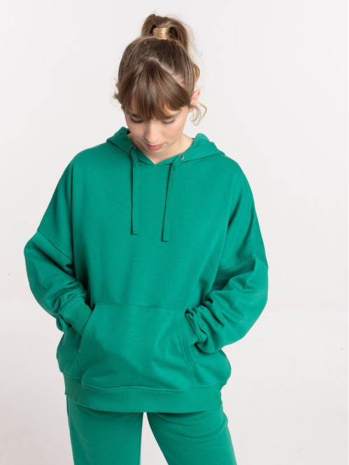 Sweat capuche vert bosphore femme