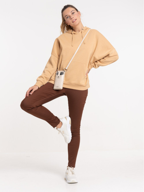 Sweat capuche moka femme