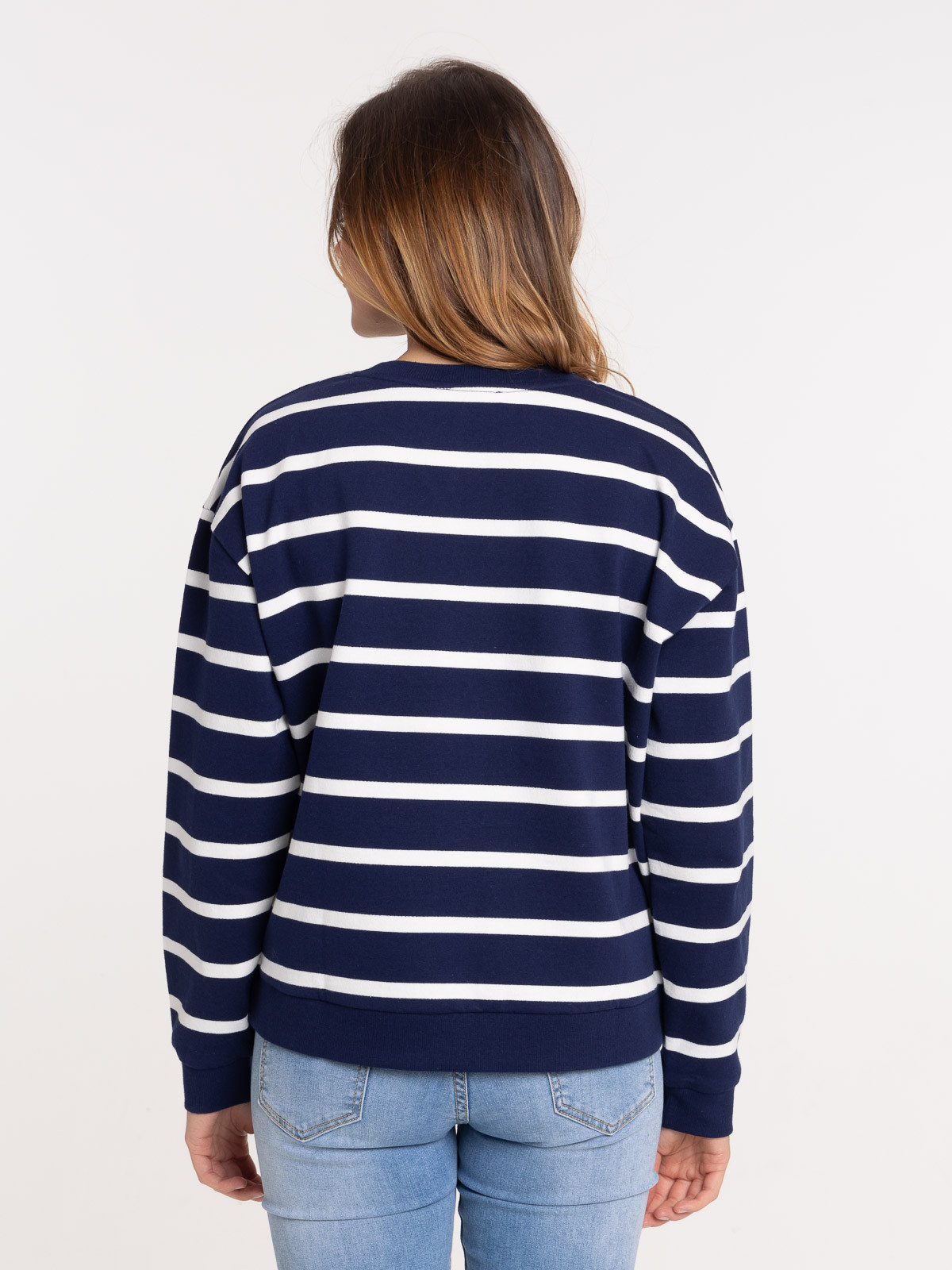 Sweat officier rayé coeur brodé femme Sweat officier rayé coeur brodé femme