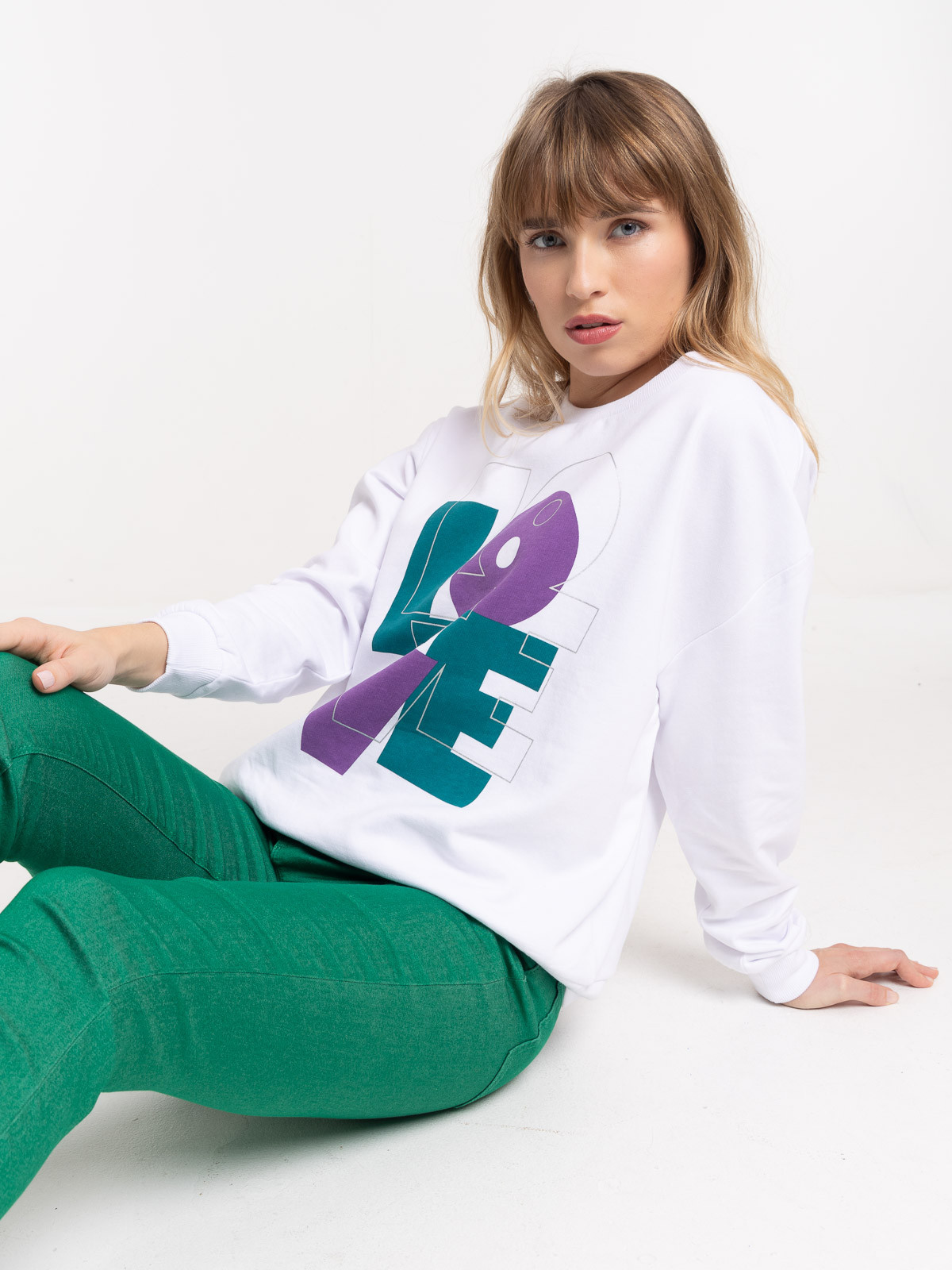 Sweat love blanc femme