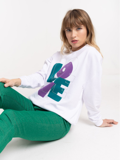 Sweat love blanc femme
