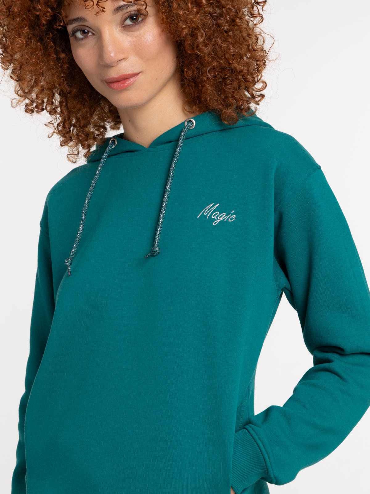 Sweat à capuche émeraude magic femme