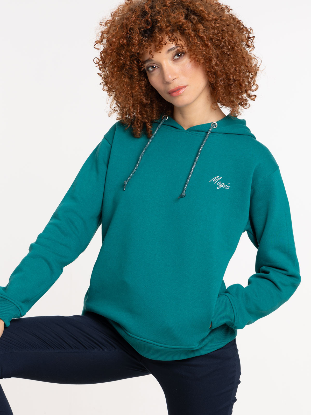 Sweat à capuche émeraude magic femme
