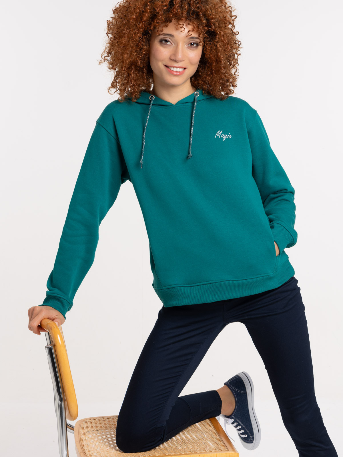 Sweat à capuche émeraude magic femme
