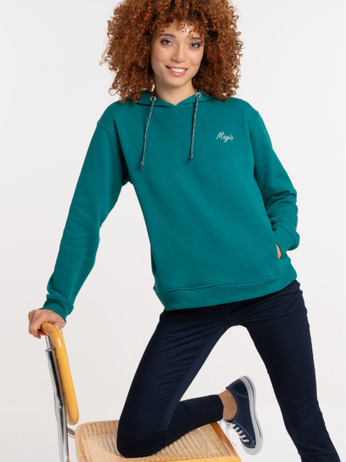 Sweat à capuche émeraude magic femme