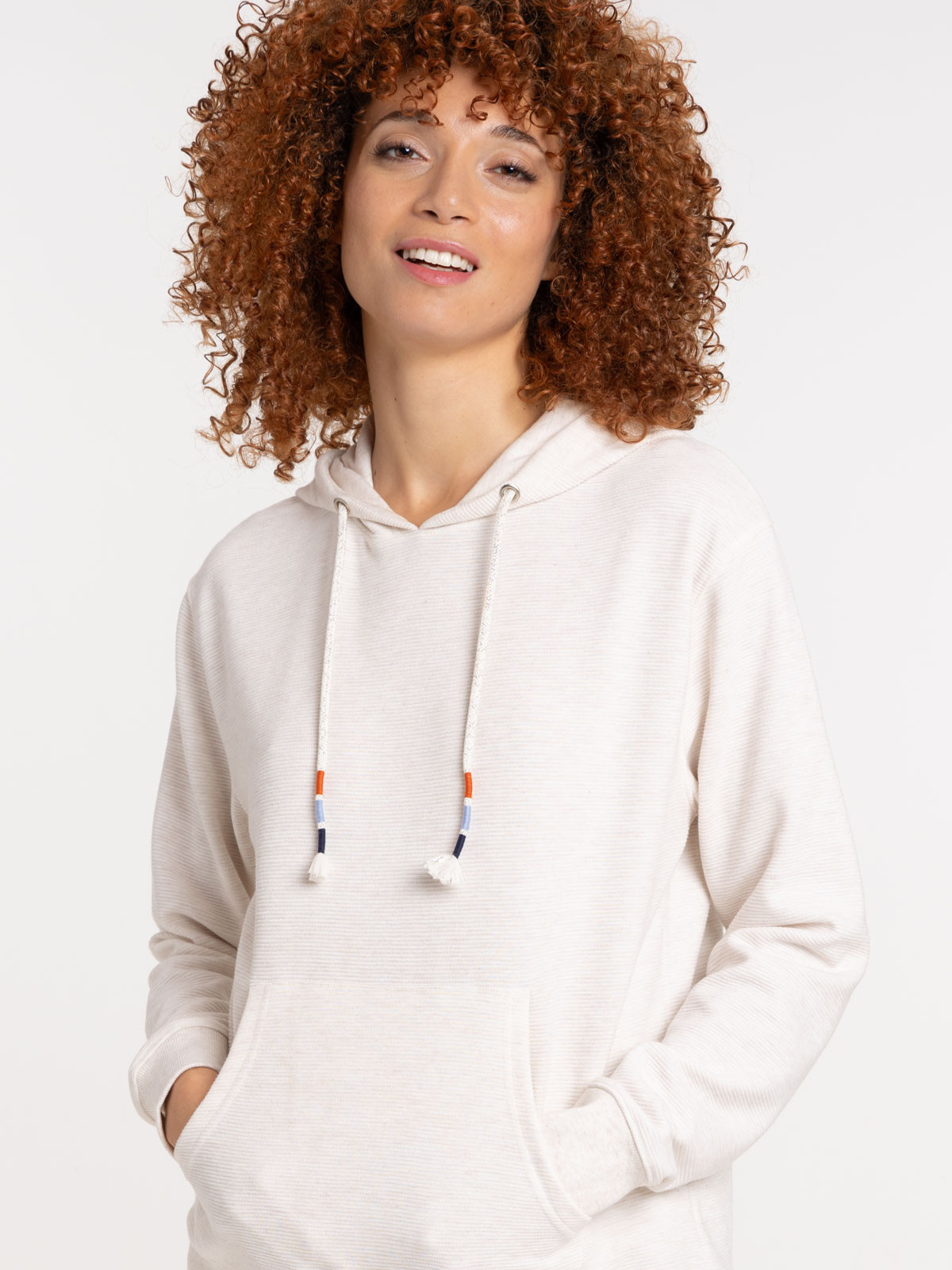 Sweat à capuche beige chiné femme Sweat à capuche beige chiné femme