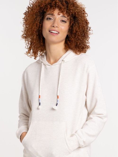 Sweat à capuche beige chiné femme Sweat à capuche beige chiné femme