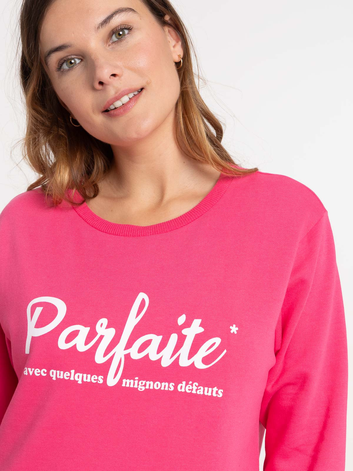 Sweat message rose vif femme Sweat message rose vif femme