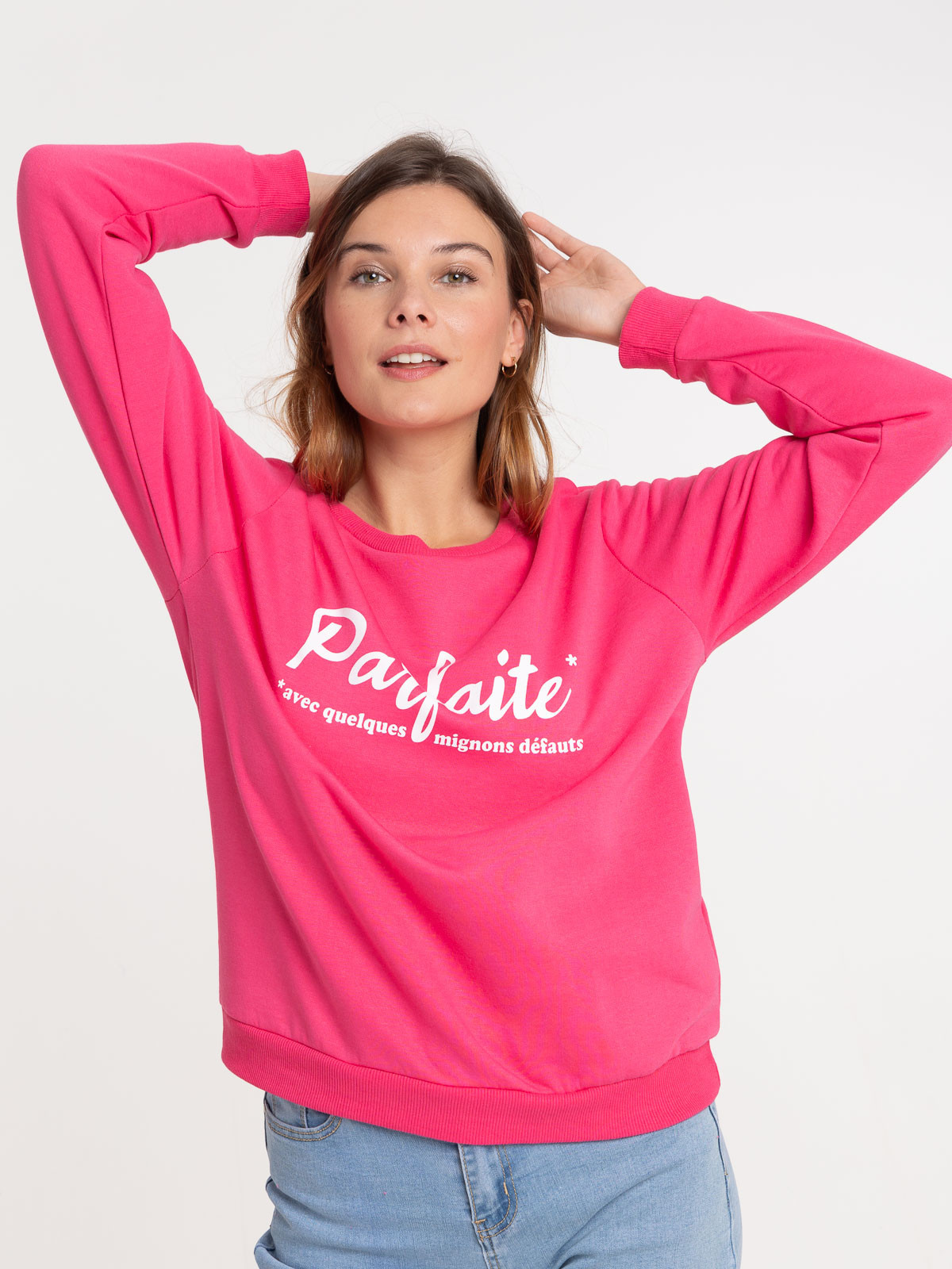 Sweat message rose vif femme
