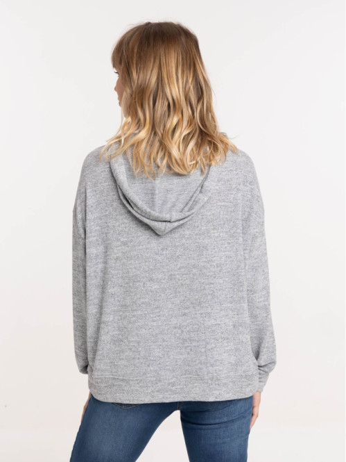 Sweat capuche coeur brodé femme