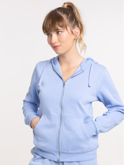 Sweat capuche zippé serenity blue femme Sweat capuche zippé serenity blue femme