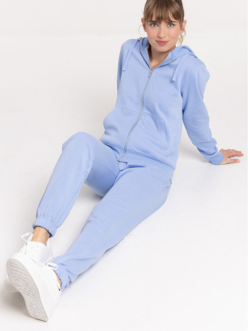 Sweat capuche zippé serenity blue femme