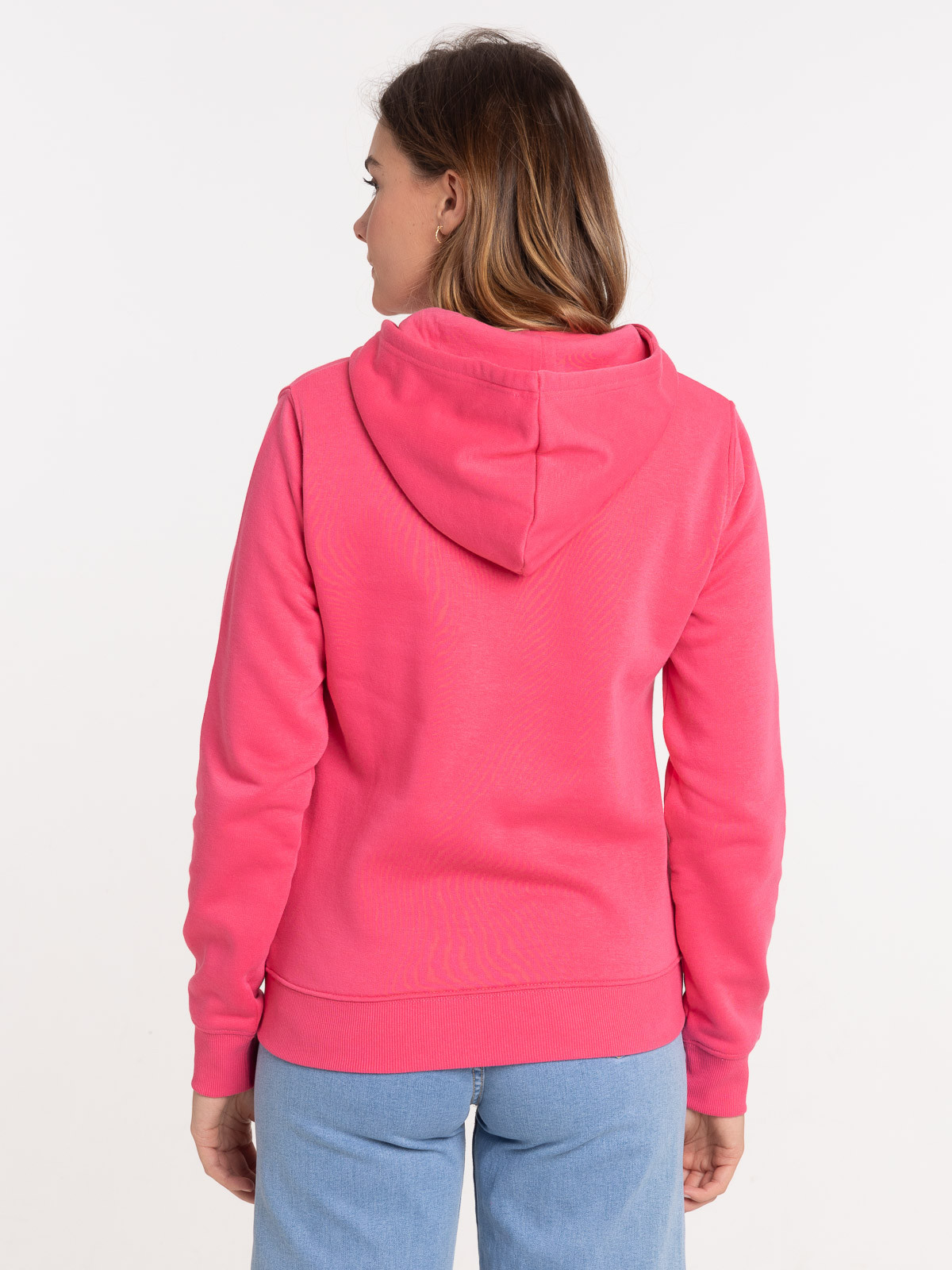 Sweat capuche zippé rose vif femme Sweat capuche zippé rose vif femme