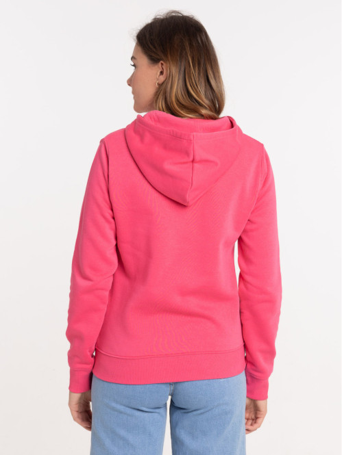 Sweat capuche zippé rose vif femme Sweat capuche zippé rose vif femme