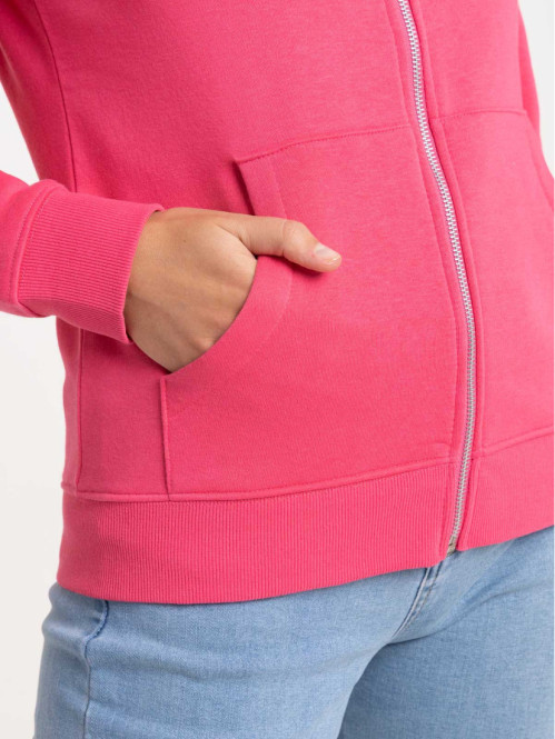 Sweat capuche zippé rose vif femme Sweat capuche zippé rose vif femme