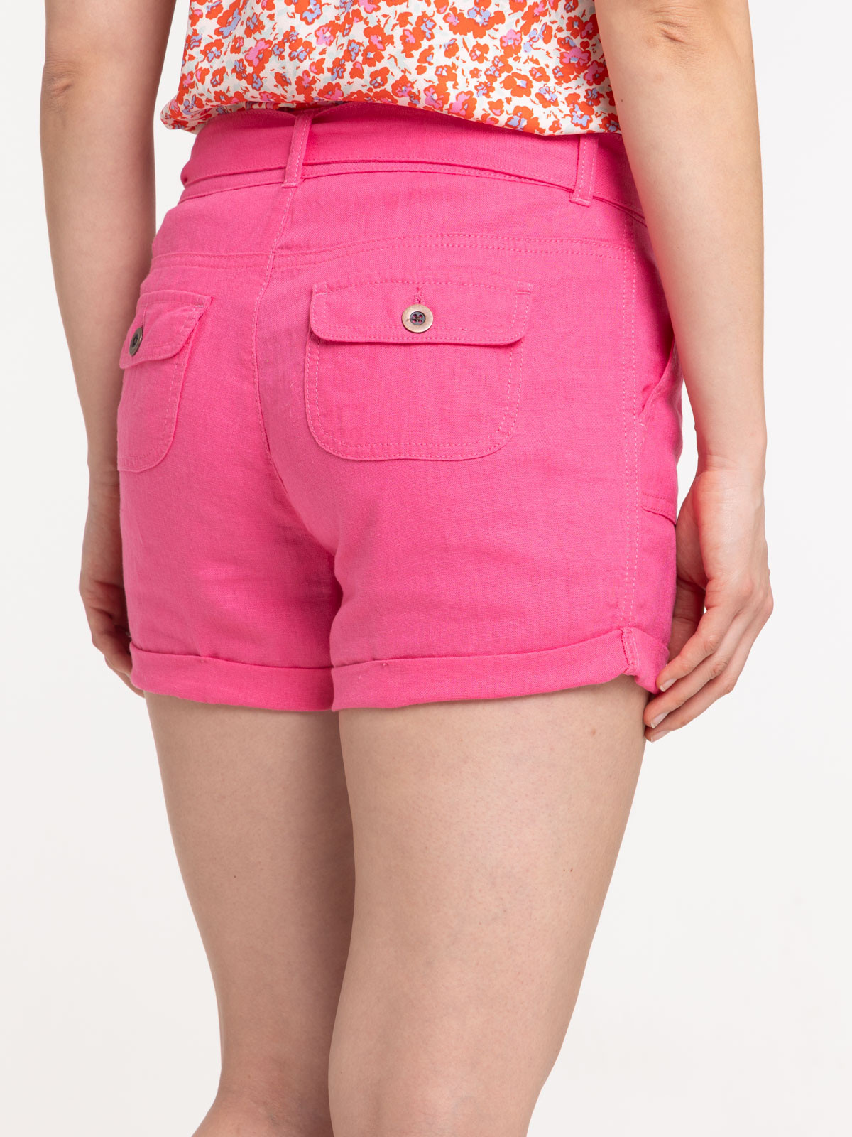 Short lin flamant rose femme