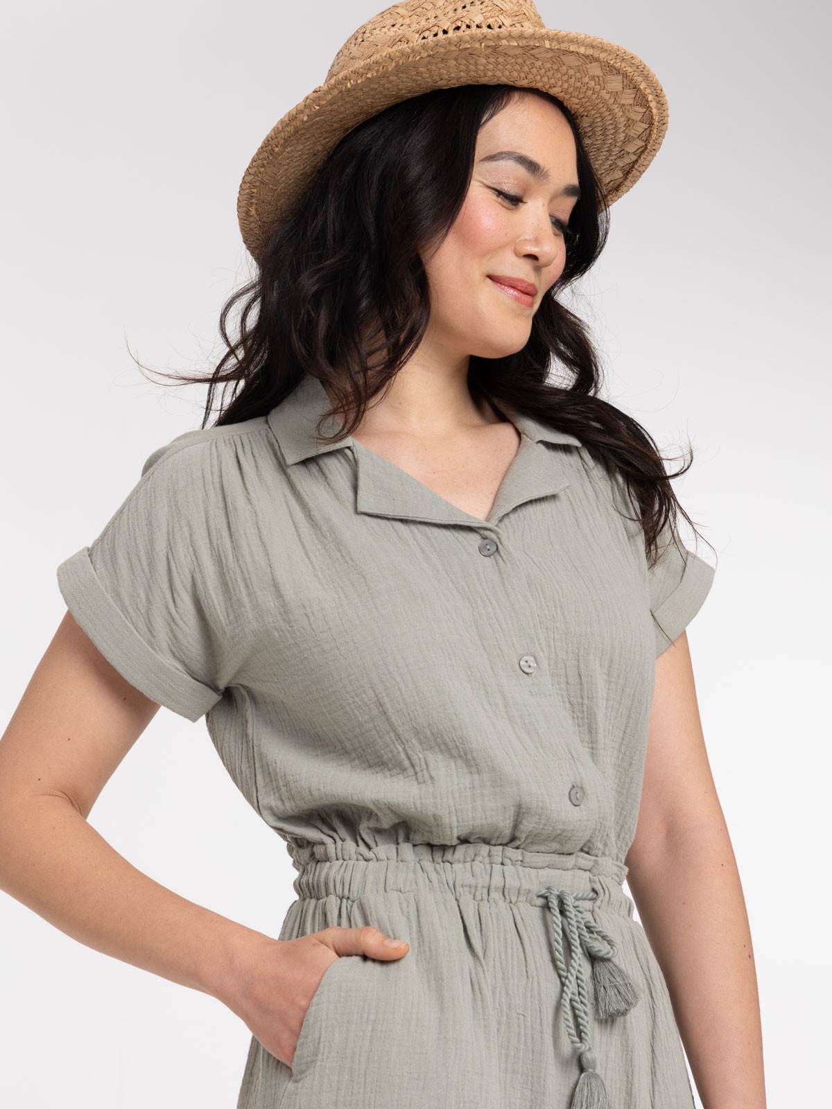 Combishort double gaze coton femme Combishort double gaze coton femme