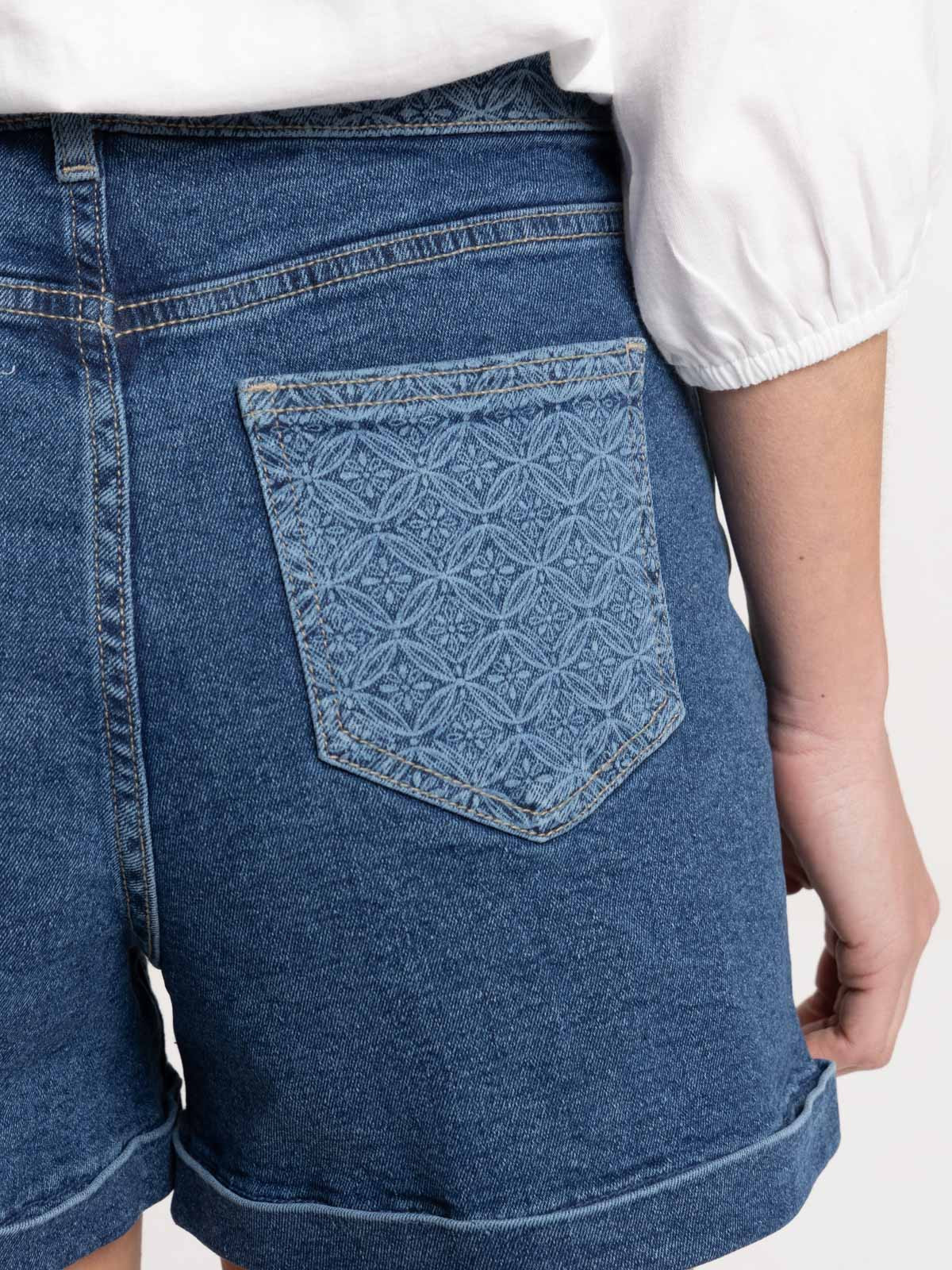 Short en jean motif stone femme