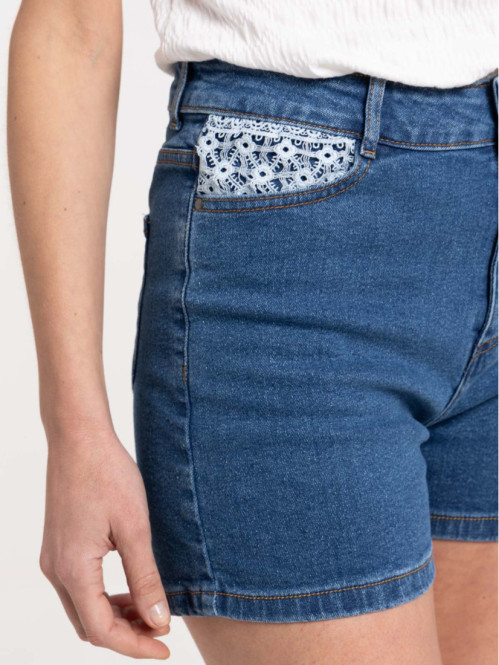 Short en jean double stone femme