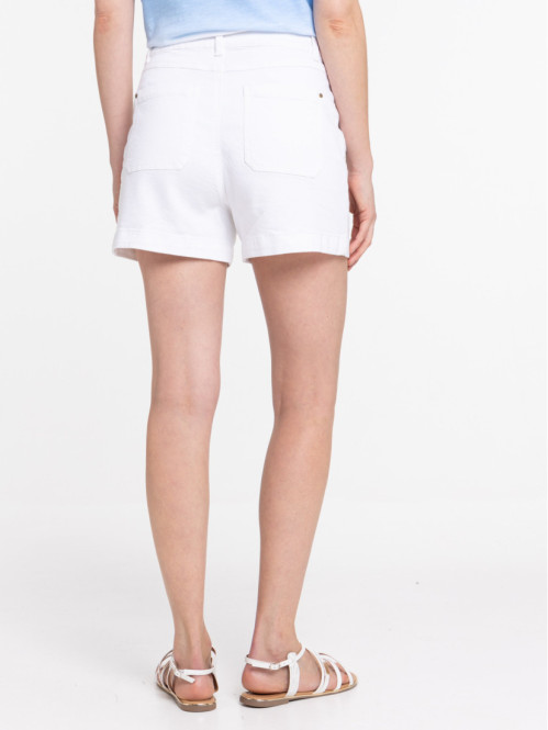 Short blanc taille haute femme