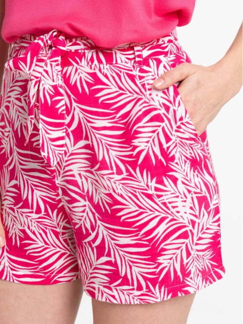 Short femme imprimé végétal fushia Short femme imprimé végétal fushia