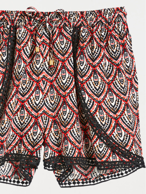 Short imprimé ethnique femme