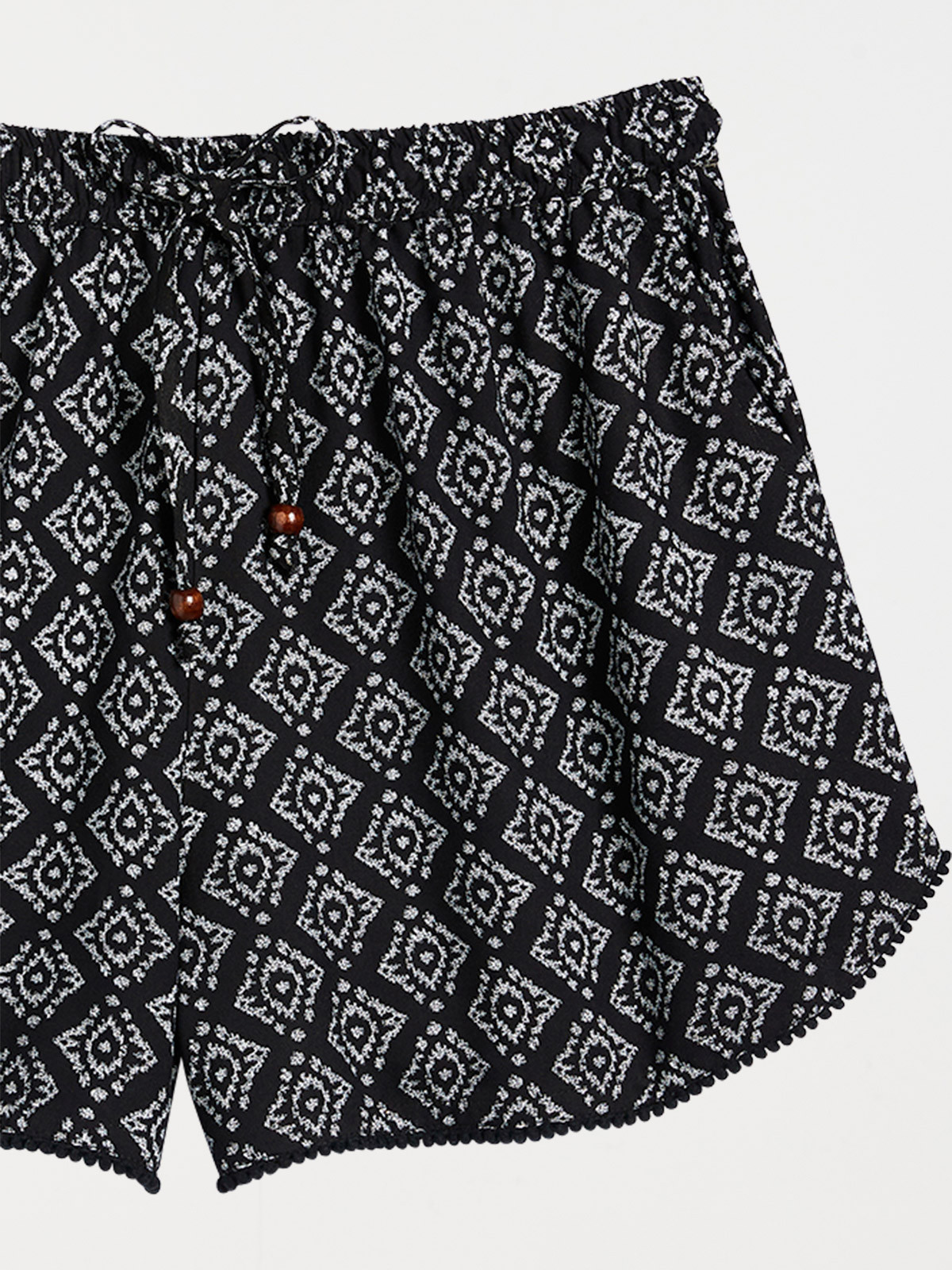 Short imprimé noir femme