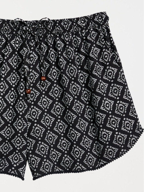 Short imprimé noir femme