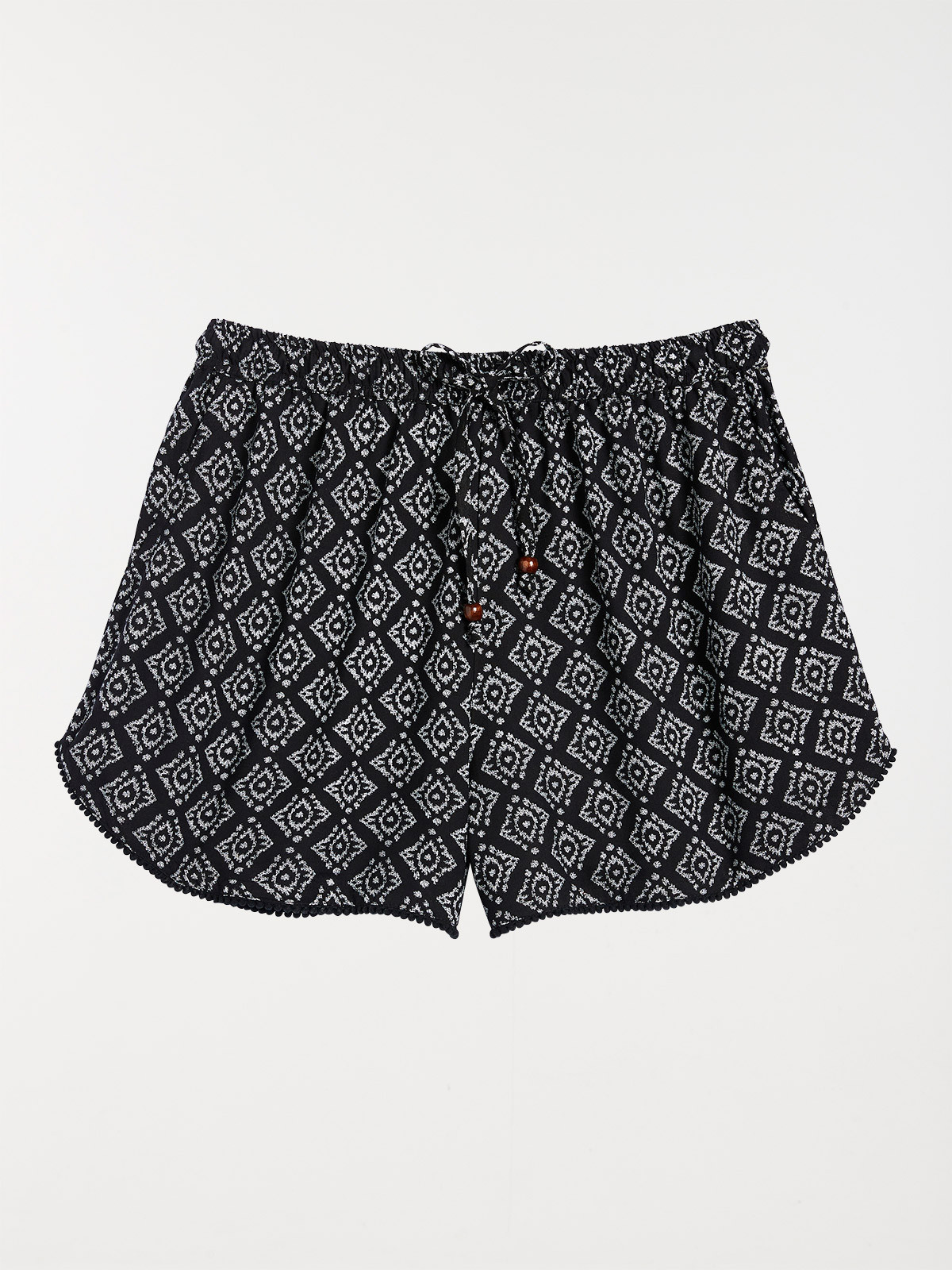 Short imprimé noir femme