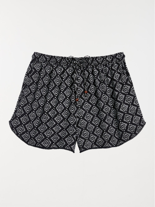 Short imprimé noir femme