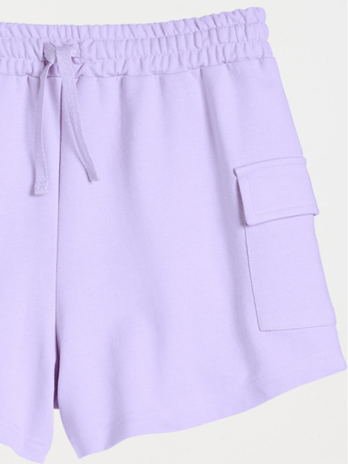 Short cargo molleton lilas femme