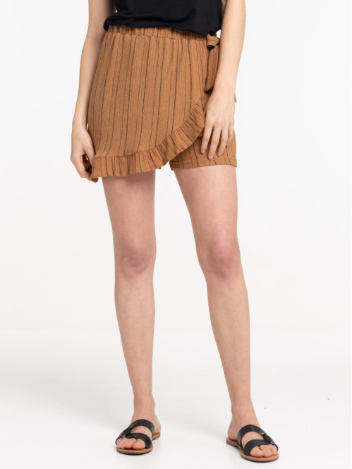 Jupe short coloris tabac femme