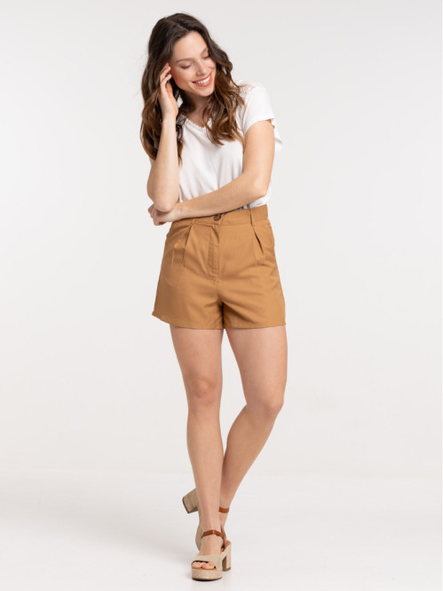 Short coloris tabac femme