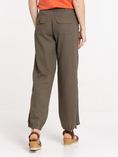 Pantalon lin kaki femme